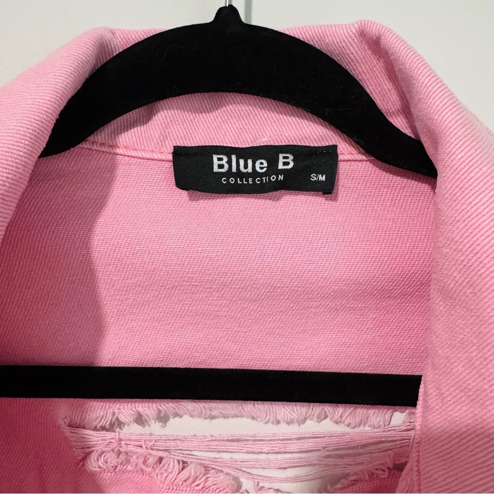Pink Distressed Denim Jacket - Picture 6 of 7